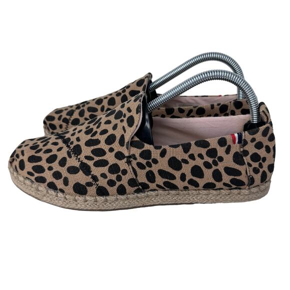 Toms X‎ Clare V. Espadrille Flats Leopard Heritage Canvas Brown Womens Size 8.5 - Picture 1 of 8